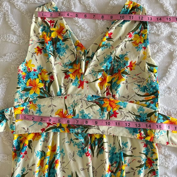 Handmade Vintage 70's Boho Hippie V-Neck Floral Sleeveless Maxi Dress - Picture 7 of 9